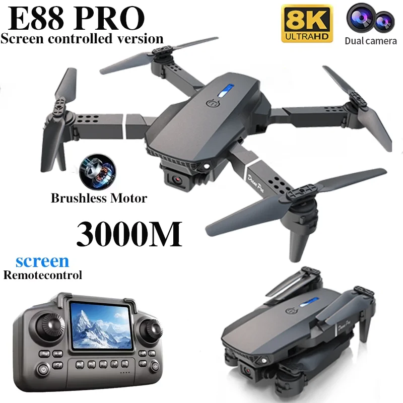 Profesyonel E88 PRO Drone, Ekr - Brushed Drone Motor incelemesi ve fiyatı