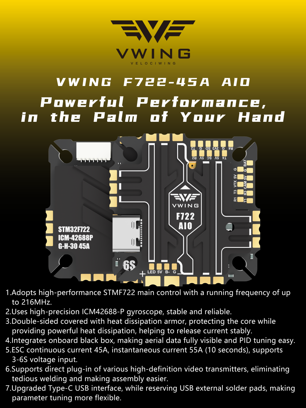 VWING F722 AIO Uçuş Kontrol Ci - Betaflight Fc incelemesi ve fiyatı