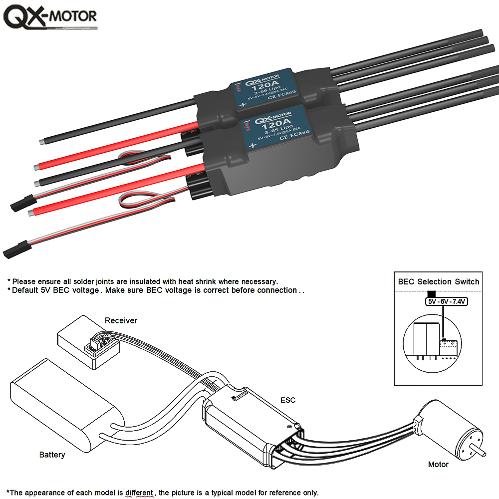 QX-MOTOR 120A ESC 5A BEC 3-6S  - Lipo Battery 6S incelemesi ve fiyatı